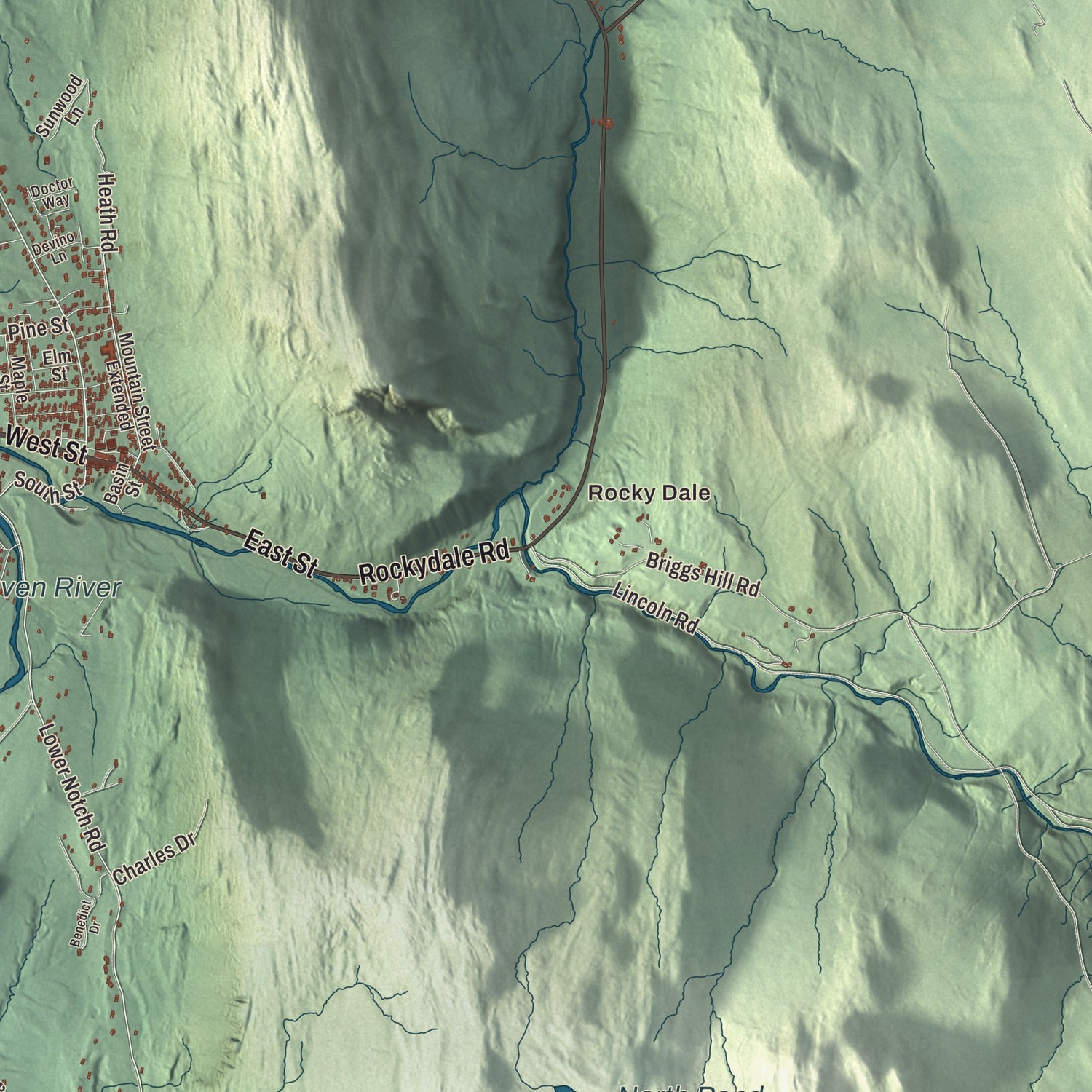 Street and neighborhood detail from the Bristol, Vermont map