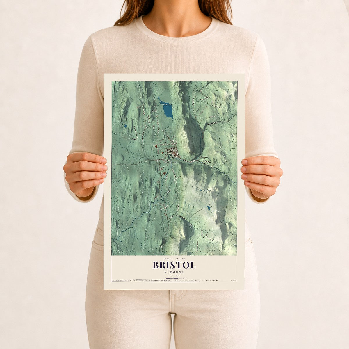 Bristol, Vermont map print - 12 x 18 archival matte print