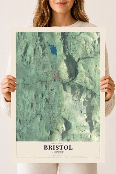 Bristol, Vermont map print - 18 x 24 archival matte print