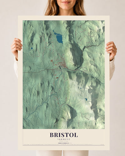 Bristol, Vermont map print - 24 x 36 archival matte print