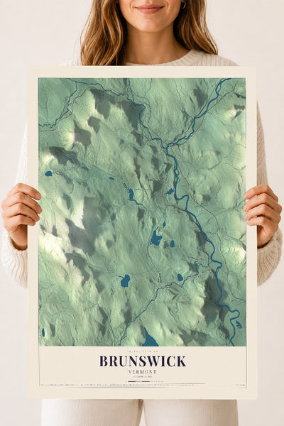 Brunswick, Vermont map print - 18 x 24 archival matte print