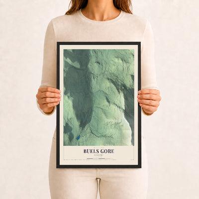 Buels Gore, Vermont map print - 12 x 18 black Ayous wood frame