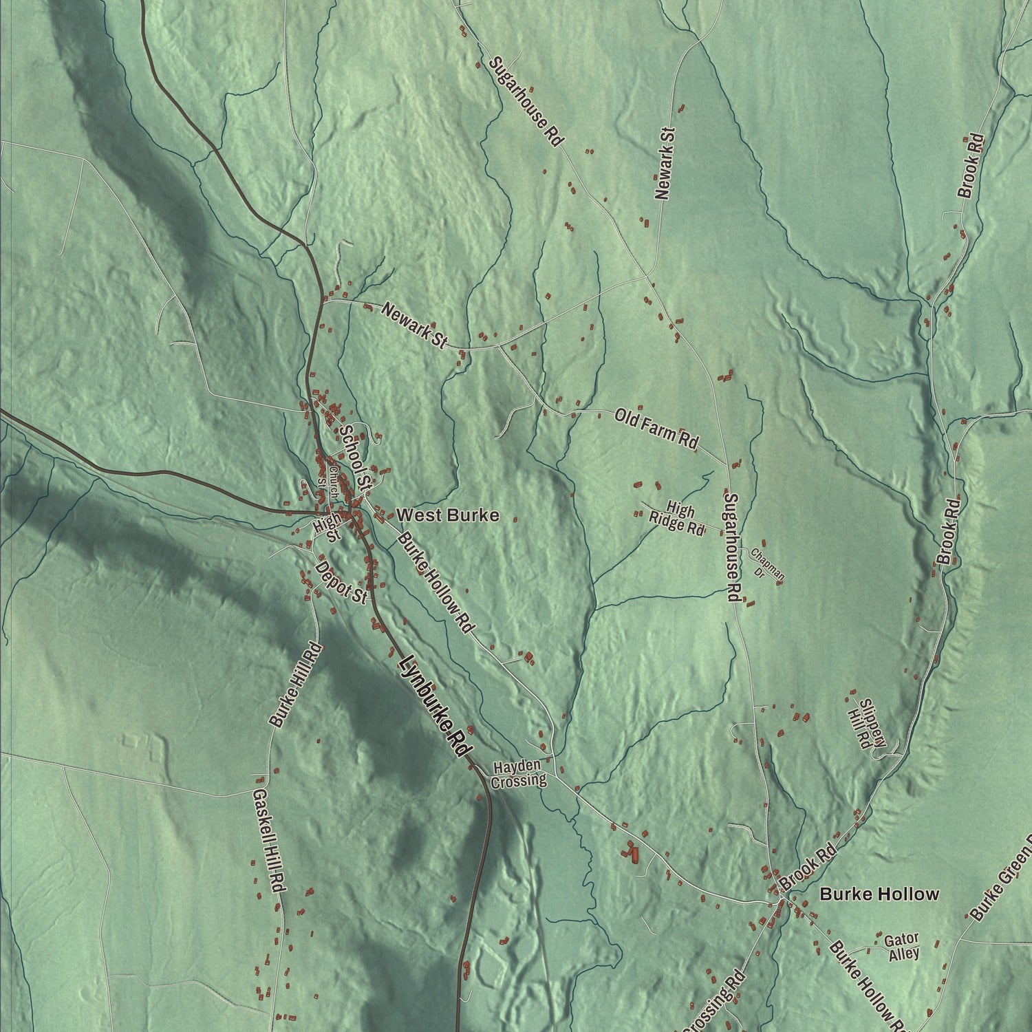 Street and neighborhood detail from the Burke, Vermont map