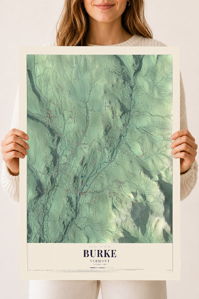 Burke, Vermont map print - 18 x 24 archival matte print