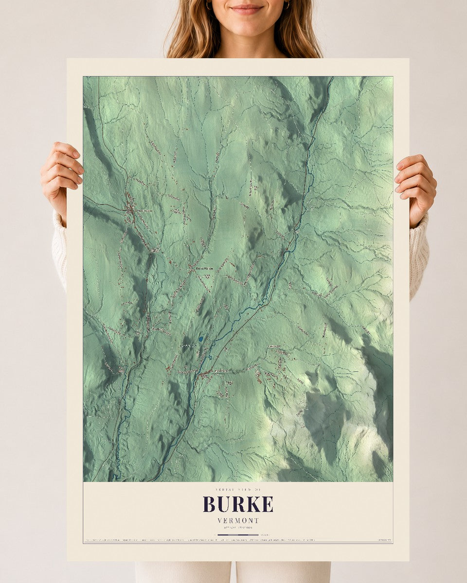 Burke, Vermont map print - 24 x 36 archival matte print