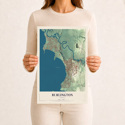 Burlington, Vermont map print - 12 x 18 archival matte print