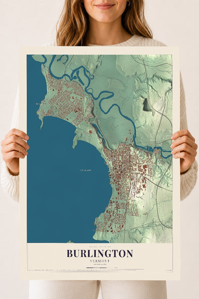 Burlington, Vermont map print - 18 x 24 archival matte print