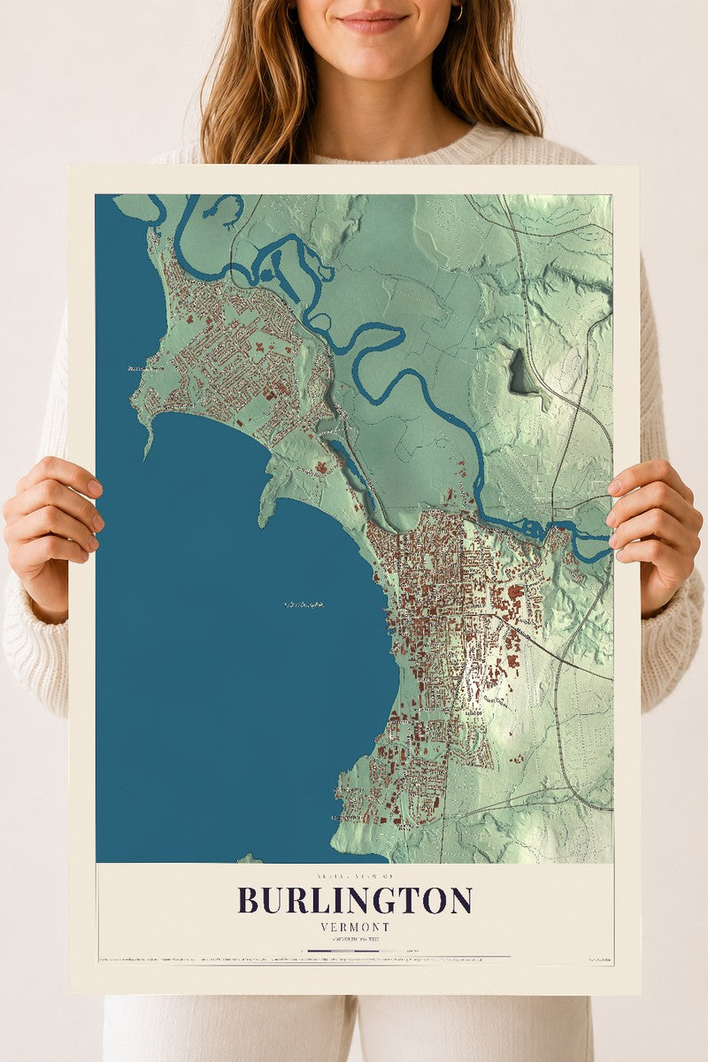 Burlington, Vermont map print - 18 x 24 archival matte print