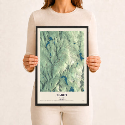 Cabot, Vermont map print - 12 x 18 black Ayous wood frame