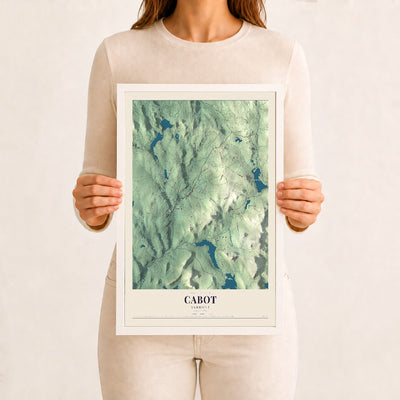 Cabot, Vermont map print - 12 x 18 white Ayous wood frame