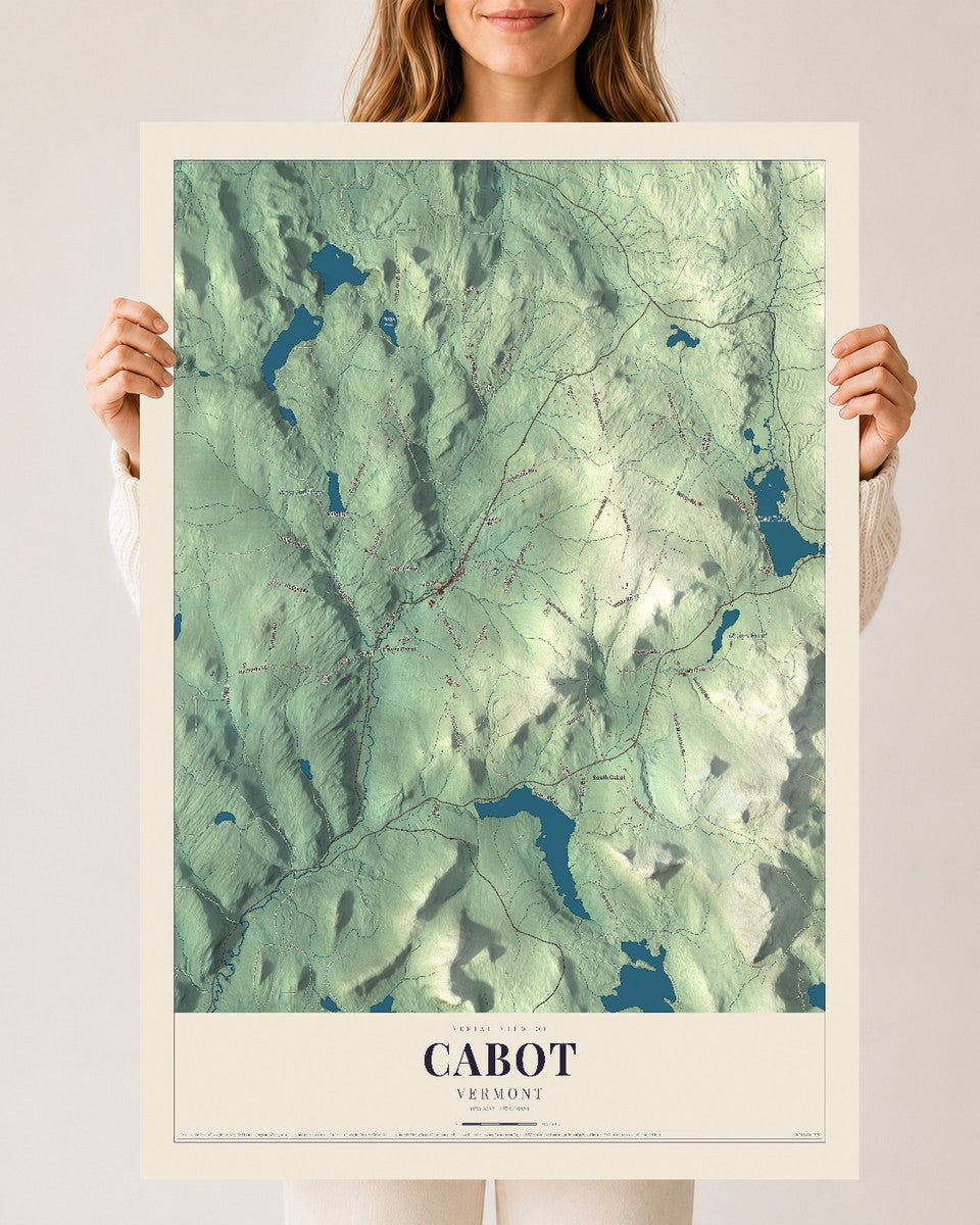 Cabot, Vermont map print - 24 x 36 archival matte print