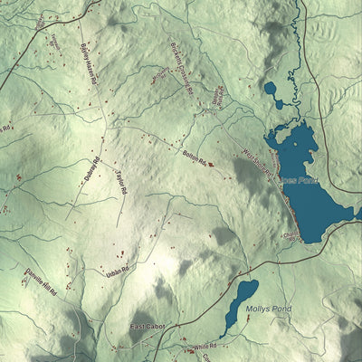 Terrain and local geography detail from the Cabot, Vermont map