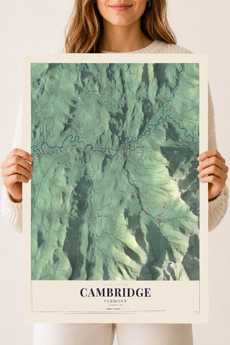Cambridge, Vermont map print - 18 x 24 archival matte print