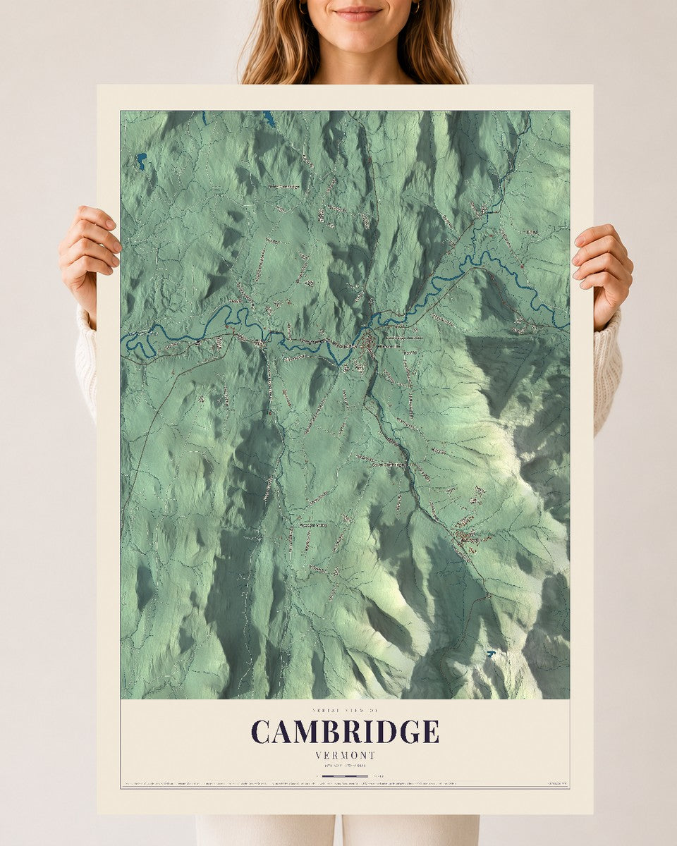 Cambridge, Vermont map print - 24 x 36 archival matte print