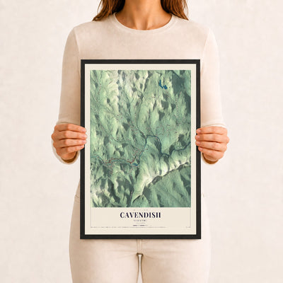 Cavendish, Vermont map print - 12 x 18 black Ayous wood frame