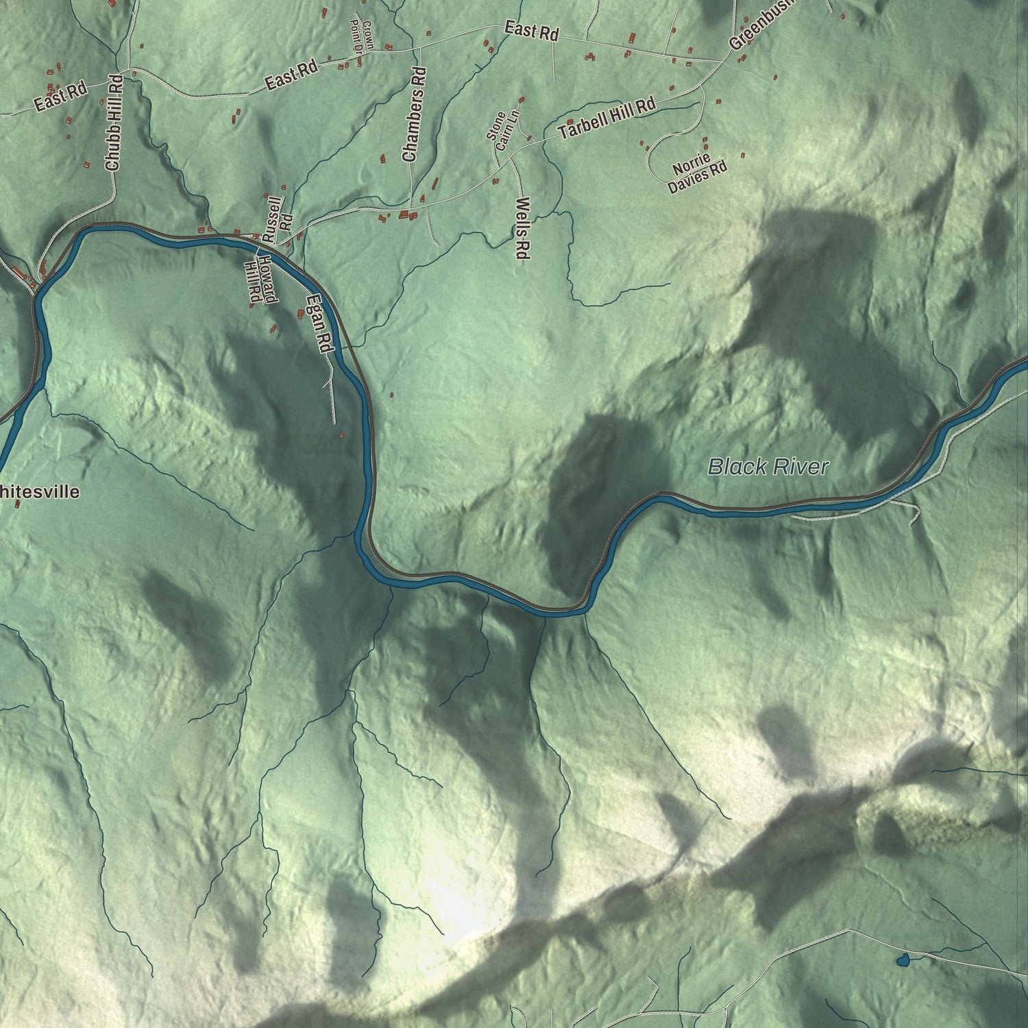 Terrain and local geography detail from the Cavendish, Vermont map