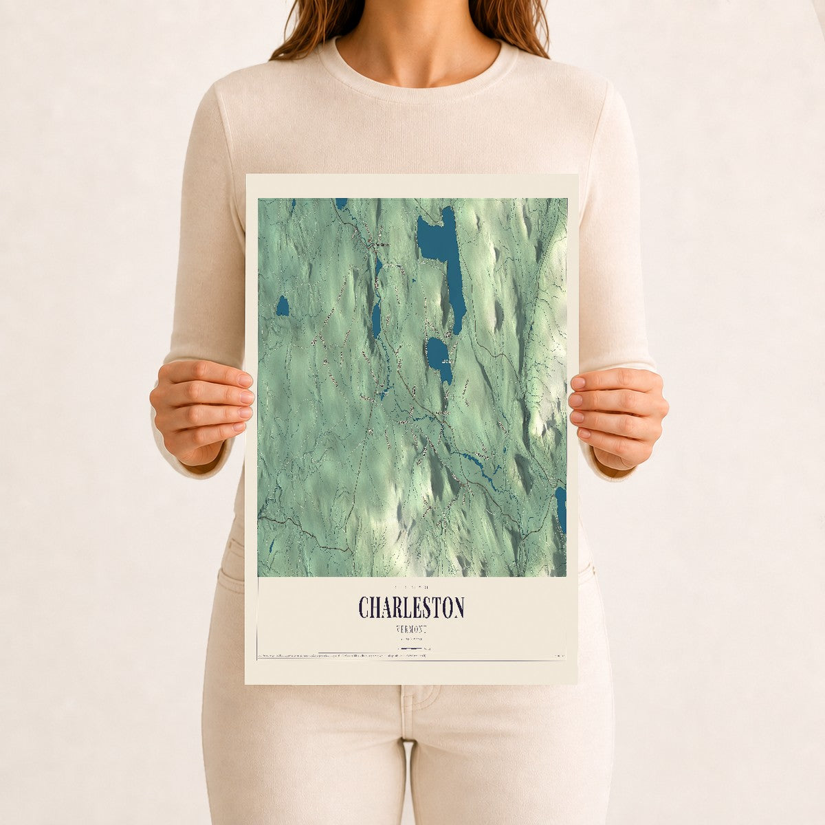 Charleston, Vermont map print - 12 x 18 archival matte print