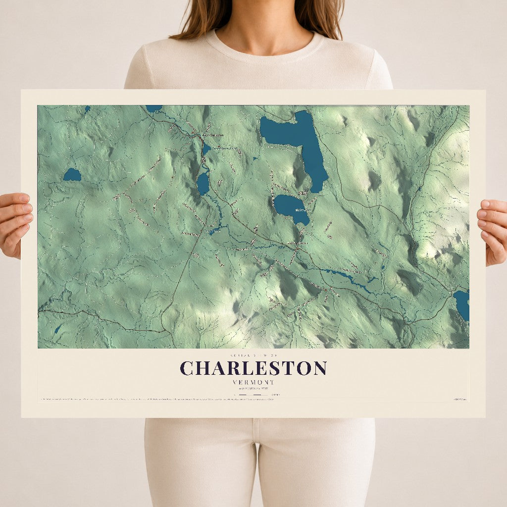 Map of Charleston, Vermont, 18 x 24 inch unframed archival matte print