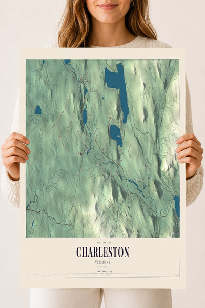 Charleston, Vermont map print - 18 x 24 archival matte print