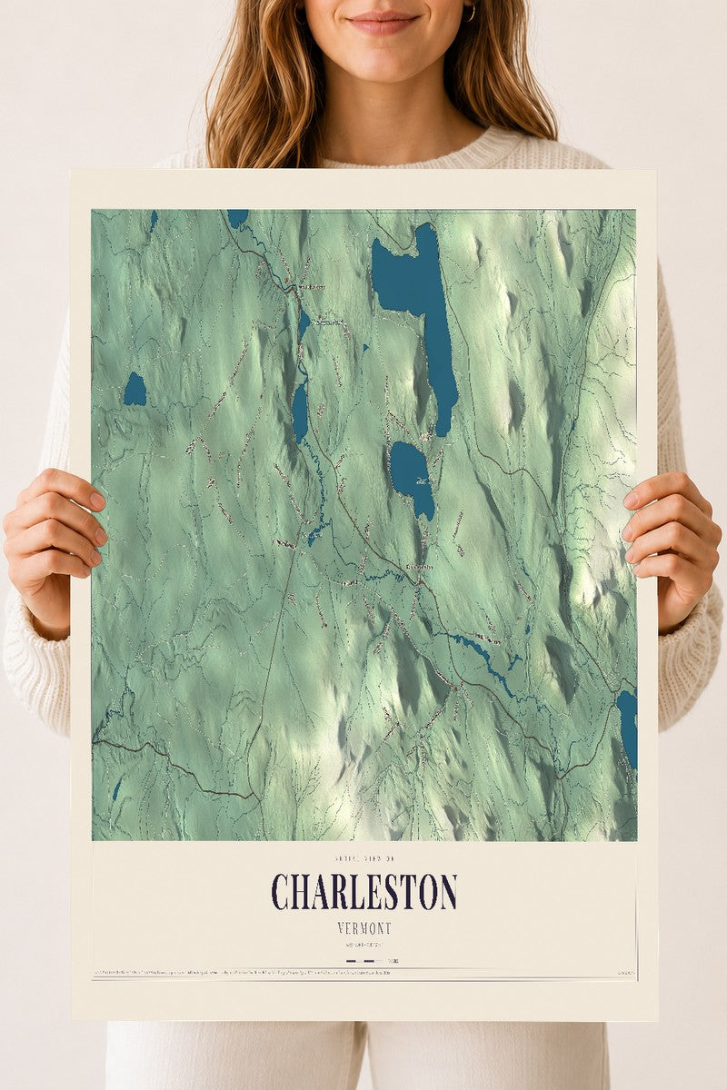 Charleston, Vermont map print - 18 x 24 archival matte print