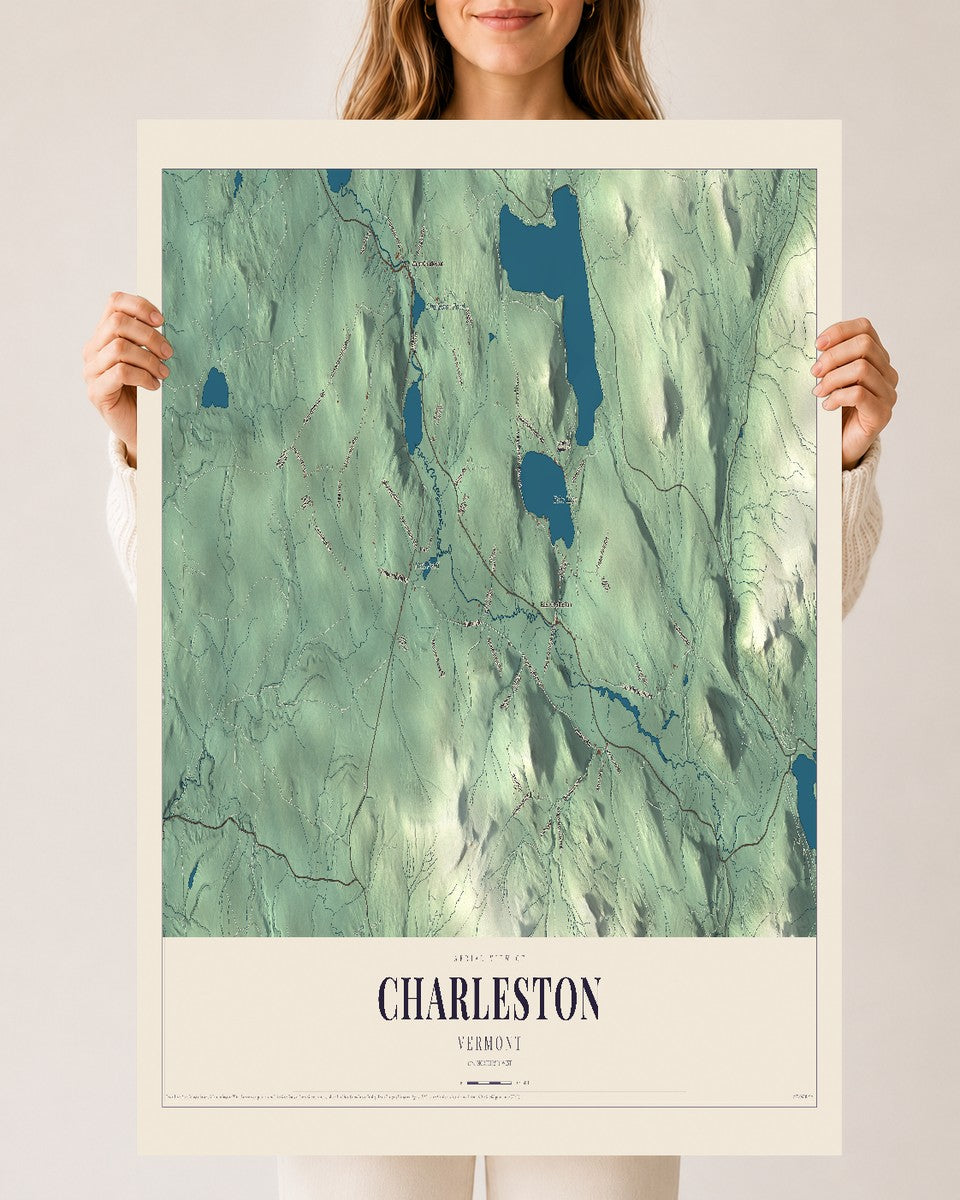 Charleston, Vermont map print - 24 x 36 archival matte print