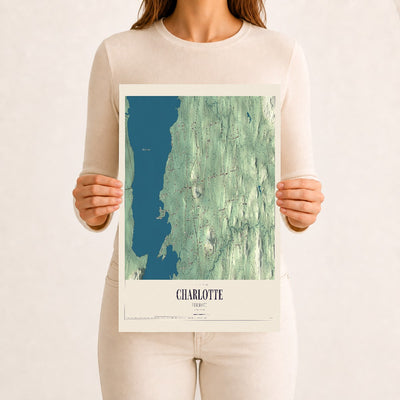 Charlotte, Vermont map print - 12 x 18 archival matte print