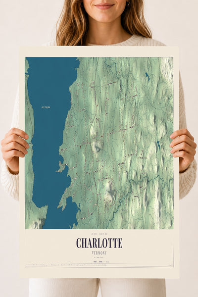 Charlotte, Vermont map print - 18 x 24 archival matte print