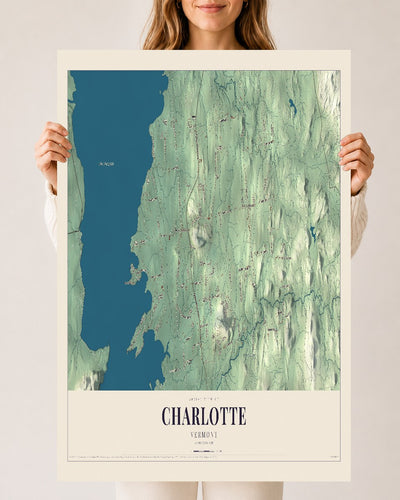 Charlotte, Vermont map print - 24 x 36 archival matte print