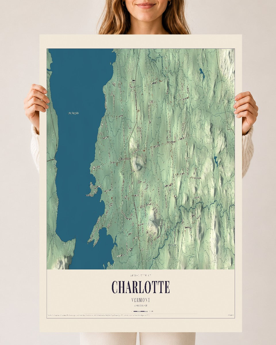 Charlotte, Vermont map print - 24 x 36 archival matte print