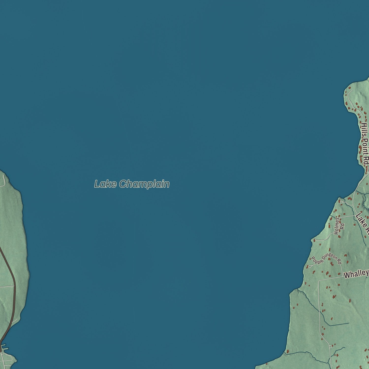 Terrain and local geography detail from the Charlotte, Vermont map