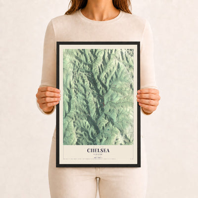 Chelsea, Vermont map print - 12 x 18 black Ayous wood frame