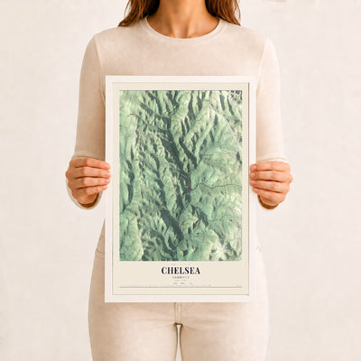 Chelsea, Vermont map print - 12 x 18 white Ayous wood frame
