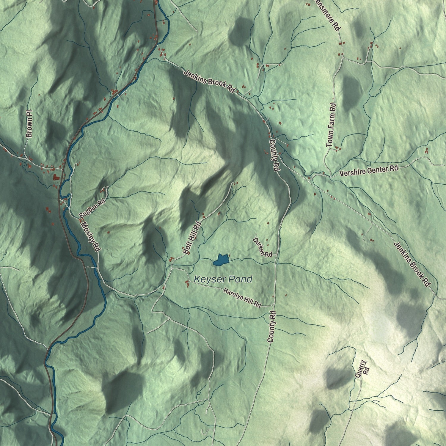 Terrain and local geography detail from the Chelsea, Vermont map