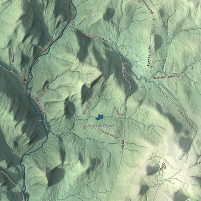 Terrain and local geography detail from the Chelsea, Vermont map