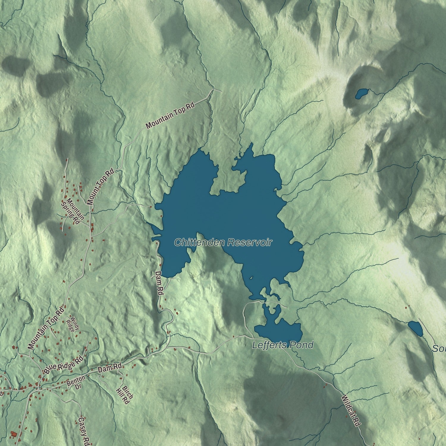 Terrain and local geography detail from the Chittenden, Vermont map
