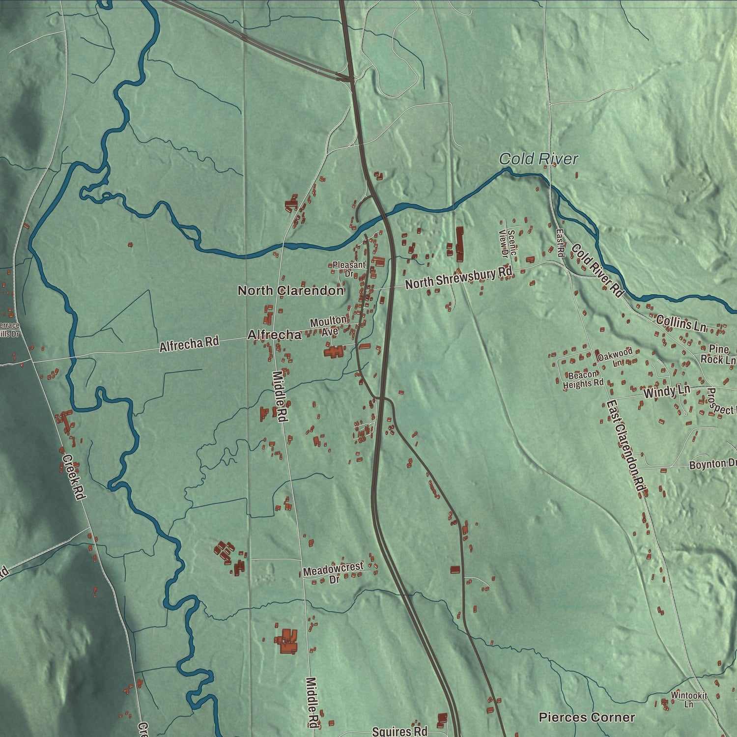 Street and neighborhood detail from the Clarendon, Vermont map