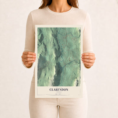 Clarendon, Vermont map print - 12 x 18 archival matte print