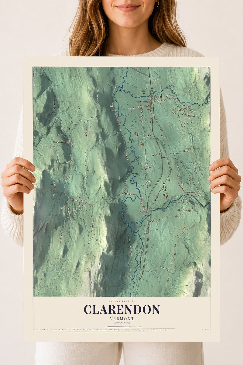 Clarendon, Vermont map print - 18 x 24 archival matte print