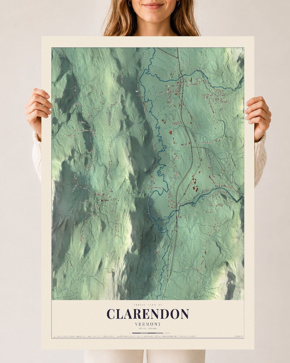 Clarendon, Vermont map print - 24 x 36 archival matte print