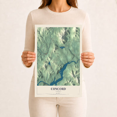 Concord, Vermont map print - 12 x 18 archival matte print
