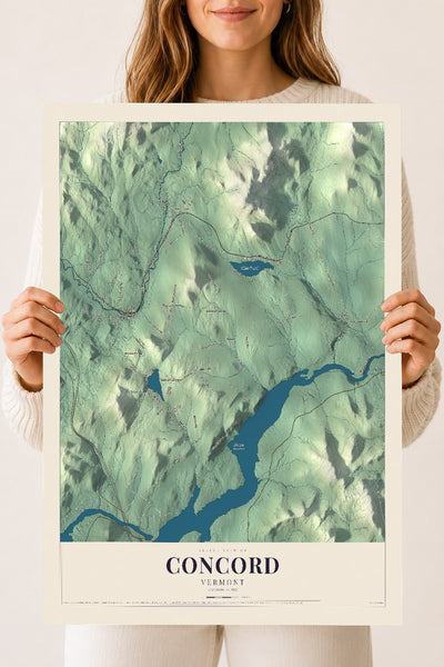 Concord, Vermont map print - 18 x 24 archival matte print
