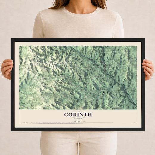 Map of Corinth, Vermont, 12 x 18 inch print in a black wood frame