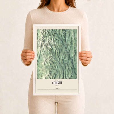 Corinth, Vermont map print - 12 x 18 white Ayous wood frame