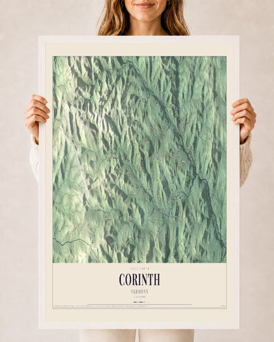 Corinth, Vermont map print - 24 x 36 white Ayous wood frame
