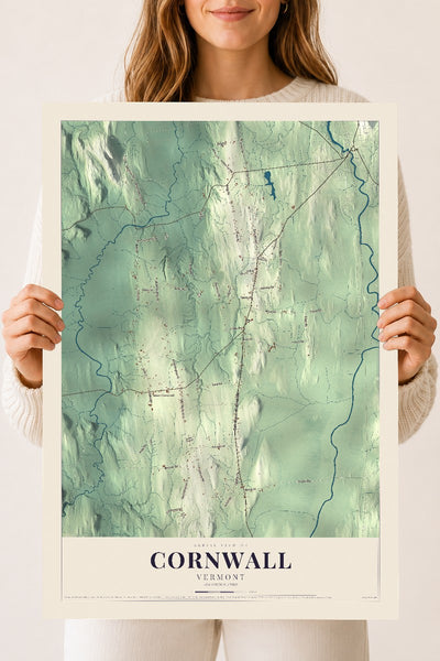 Cornwall, Vermont map print - 18 x 24 archival matte print