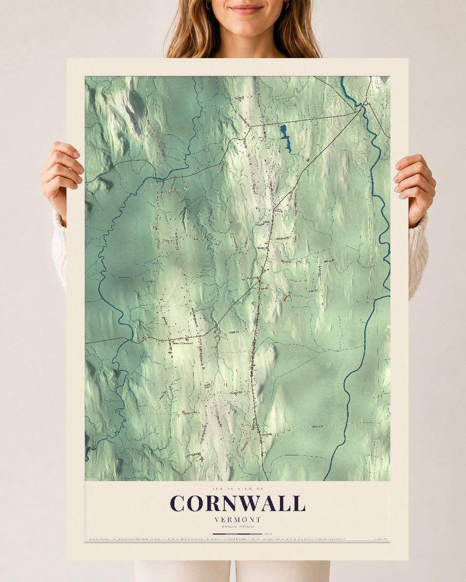 Cornwall, Vermont map print - 24 x 36 archival matte print