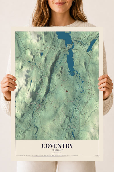 Coventry, Vermont map print - 18 x 24 archival matte print