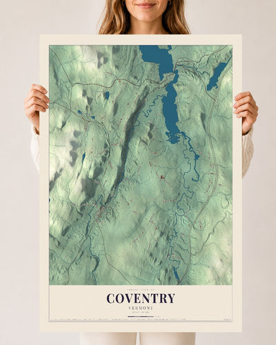 Coventry, Vermont map print - 24 x 36 archival matte print