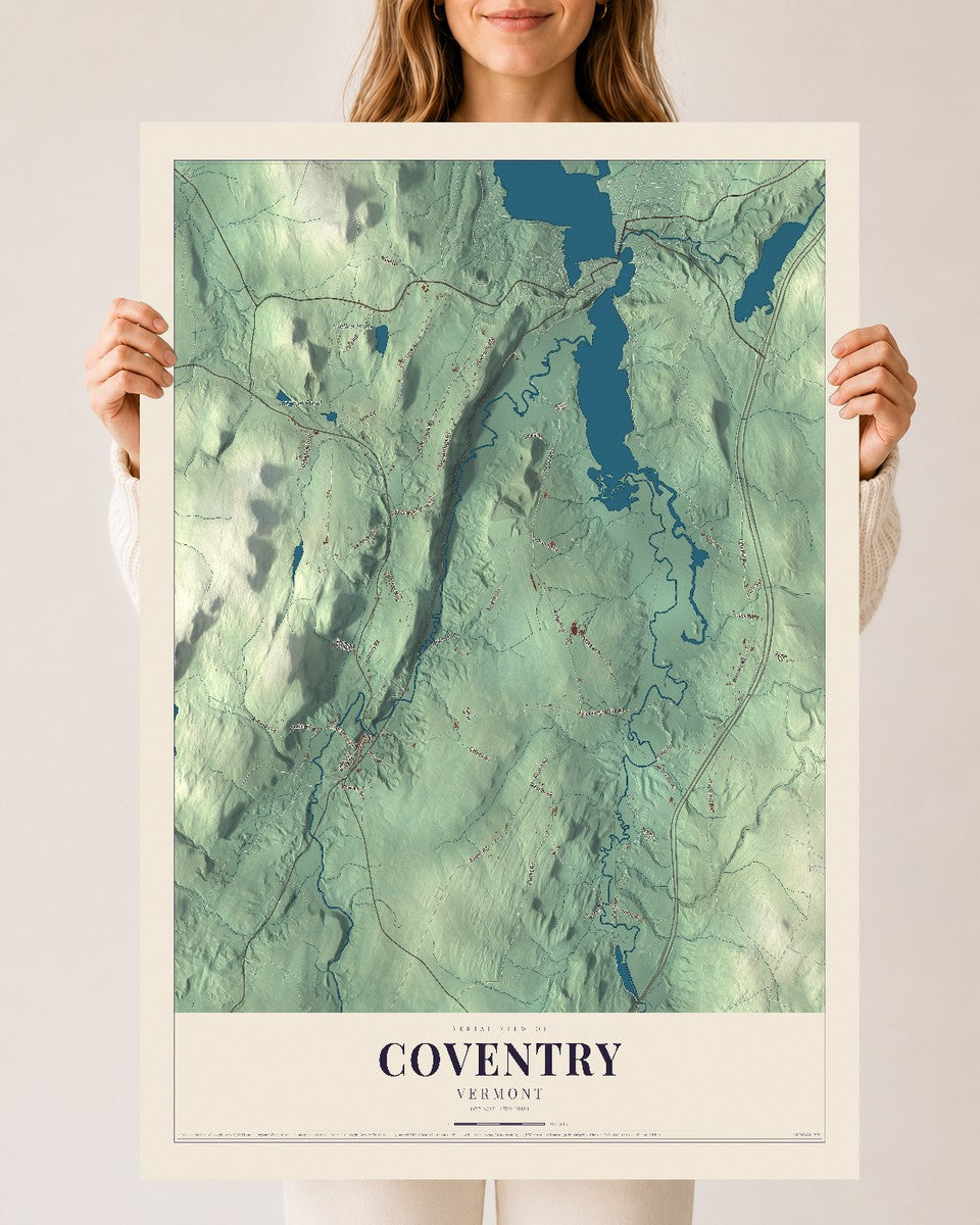 Coventry, Vermont map print - 24 x 36 archival matte print