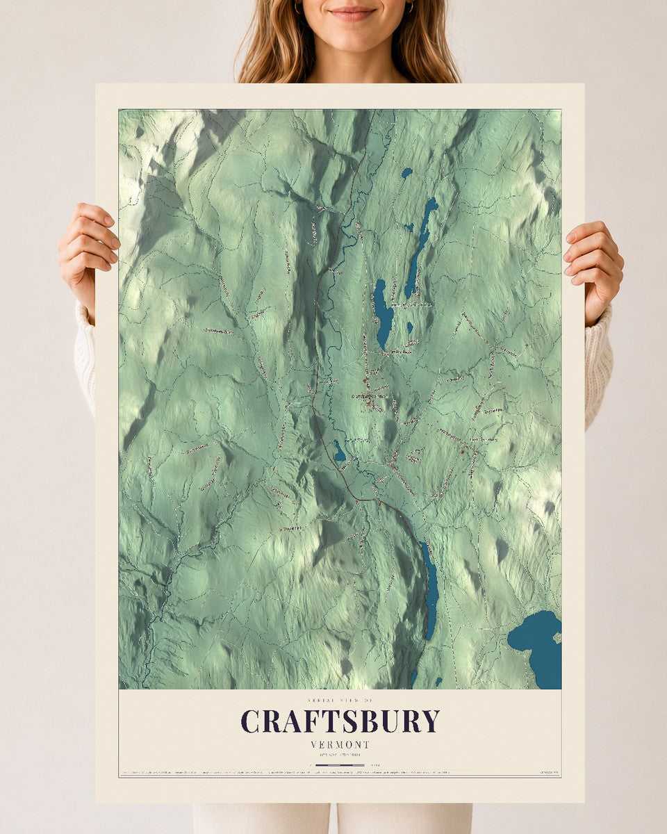 Craftsbury, Vermont map print - 24 x 36 archival matte print